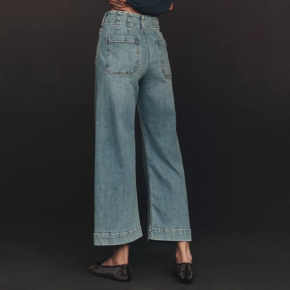 Anthropologie The Colette Crop Wide-Leg Jeans by Maeve, Color Palms Wash Size 28 - Picture 3 of 16